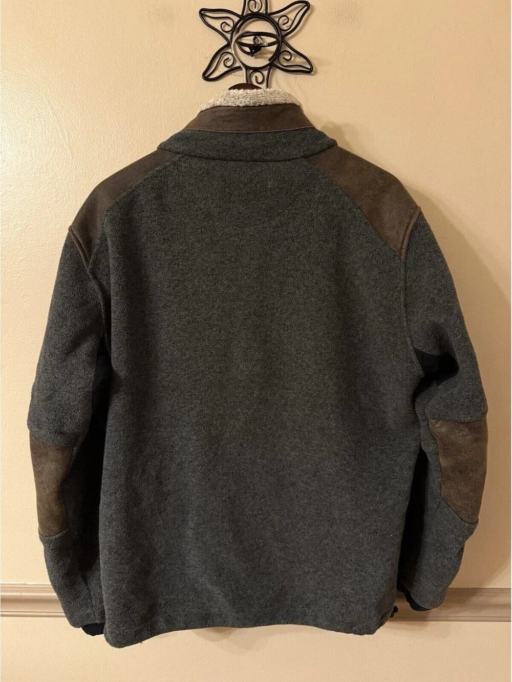 KUHL Alpenwurx Fleece Jacket Faux Suede Trim Sherpa Collar Men’s Large Gray